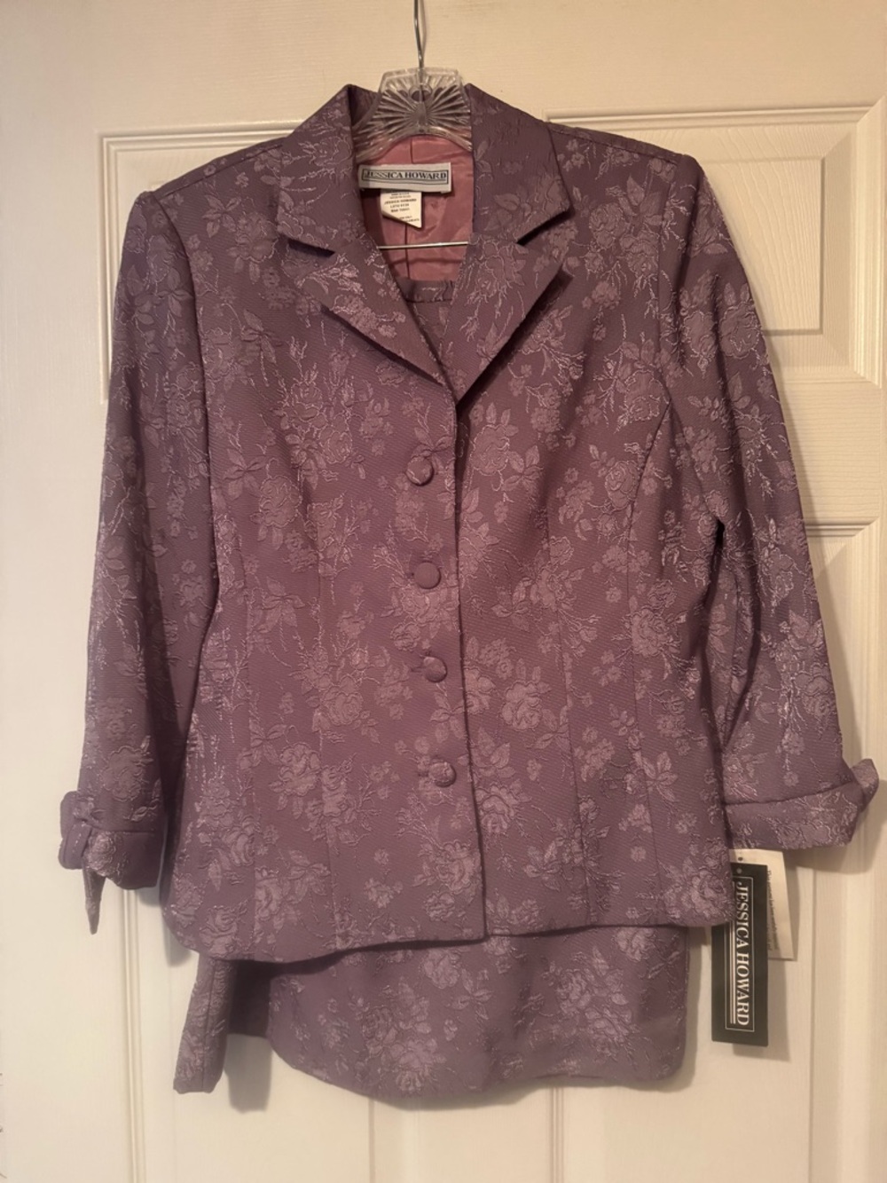 NWT Jessica Howard Sz 8 Lavender Floral Jacquard Blazer & Skirt Set - Picture 1 of 11